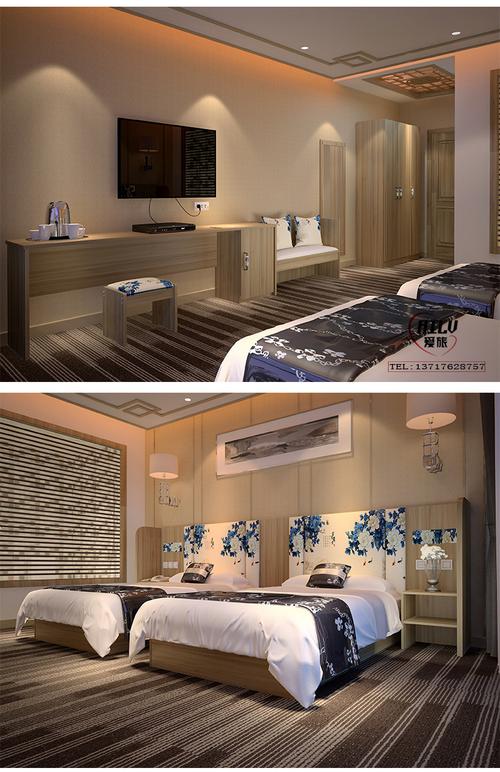 长沙快捷酒店宾馆旅馆家具定制电脑桌衣柜客房标间全套家具床架子